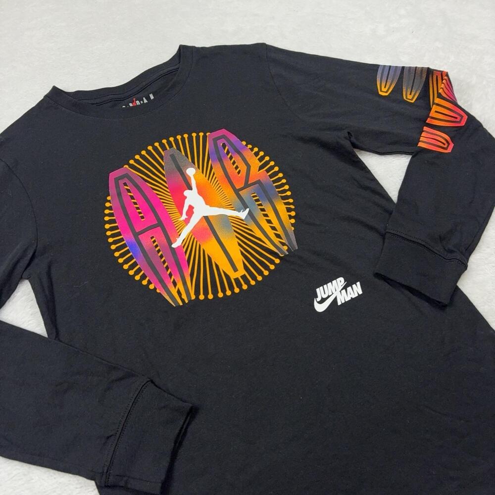 Jordan Shirt Teens L Black Long Sleeve Jumpman Graphic 100% Cotton Vietnam